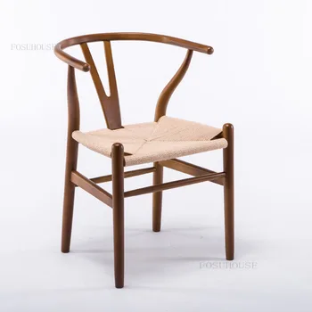 Masīvkoka Ēdamistabas Krēsli Mūsdienu Mobilo Ziemeļvalstu Viesistabā, Dizainers Virtuves Krēsli Radošo Sillones Individuales Mājas Mēbeles