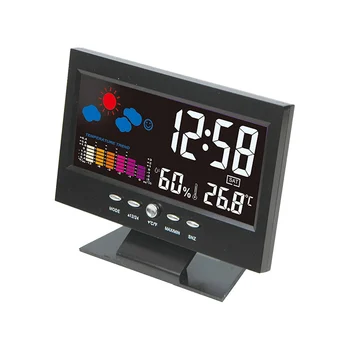 Temperatūras un Mitruma Krāsu Ekrāna, Galda Pulksteni, Bezvadu Laika Prognozes Backlit LCD Modinātājs, Skaņas