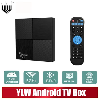 YLW Smart TV Kastē 5G Wifi BT4.0 2GB 16GB 32GB 64GB Android 12.0 TV KASTĒ Allwinner H618 Četrkodolu 6K HDR Google Player Set Top Box