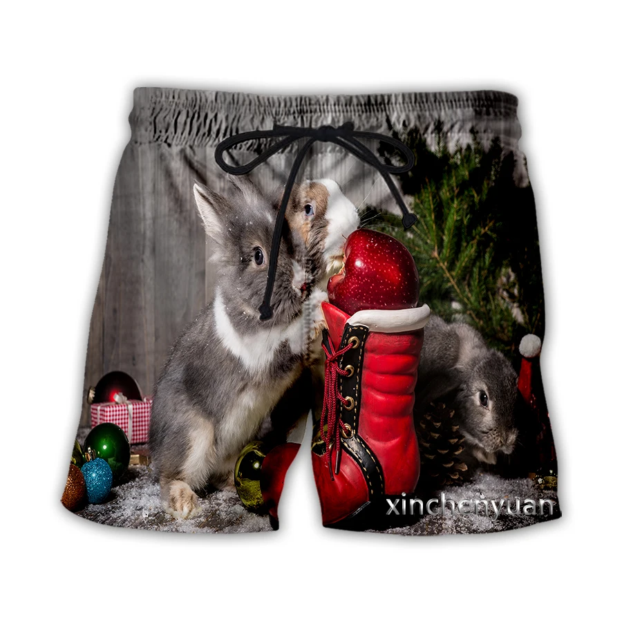 xinchenyuan Jaunas Vīriešu/Sieviešu Ziemassvētku Dzīvnieku, Trušu 3D Iespiesti Gadījuma Šorti Modes Streetwear Vīriešiem Zaudēt Sporta Bikses T711